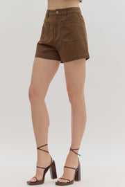 NOT SO BASIC COTTON SHORTS - BROWN, OLIVE OR ECRU