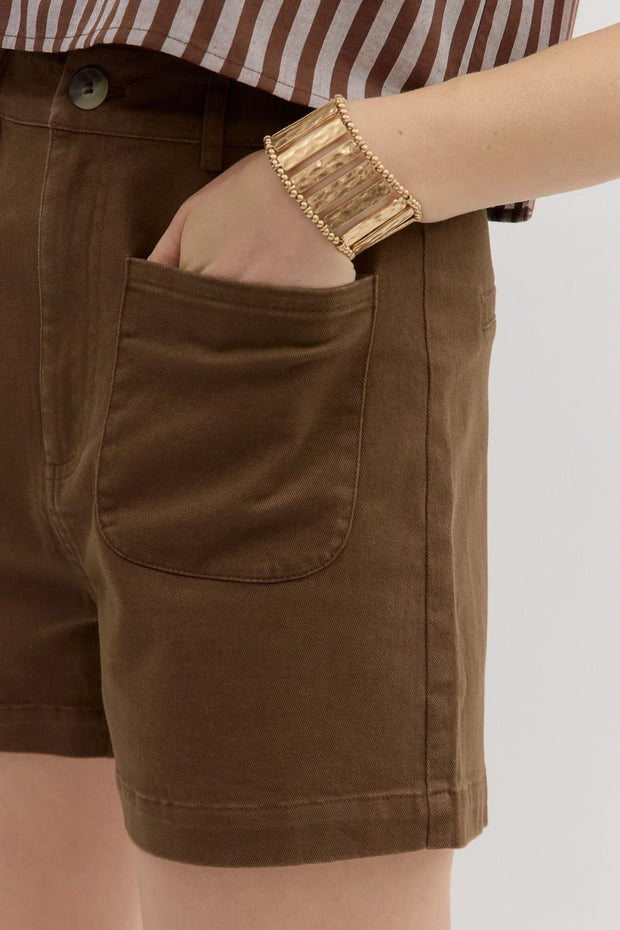 NOT SO BASIC COTTON SHORTS - BROWN, OLIVE OR ECRU