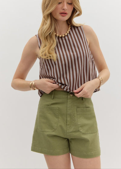 NOT SO BASIC COTTON SHORTS - BROWN, OLIVE OR ECRU