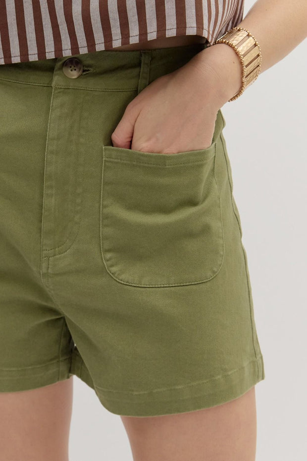 NOT SO BASIC COTTON SHORTS - BROWN, OLIVE OR ECRU