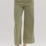 ENTRO CUFFED WIDE LEG ANKLE JEANS - RUST OR OLIVE