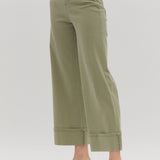 ENTRO CUFFED WIDE LEG ANKLE JEANS - RUST OR OLIVE