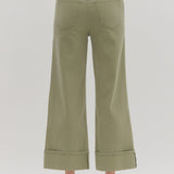 ENTRO CUFFED WIDE LEG ANKLE JEANS - RUST OR OLIVE