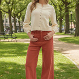 ENTRO CUFFED WIDE LEG ANKLE JEANS - RUST OR OLIVE