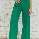 ENTRO HIGH RISE WIDE LEG PANTS - GREEN OR NAVY