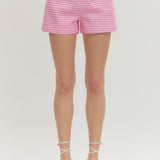 COTTON CANDY HOT PINK GINGHAM SHORTS