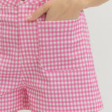 COTTON CANDY HOT PINK GINGHAM SHORTS