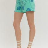 PALMS AWAY EMBROIDERED SHORTS