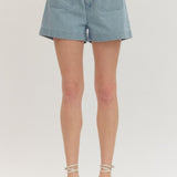 ENTRO HORSE BIT DETAIL SHORTS - BLUE OR IVORY