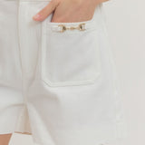 ENTRO HORSE BIT DETAIL SHORTS - BLUE OR IVORY