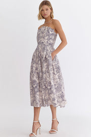 INTO THE WILD BLUE TOILE STRAPLESS DRESS