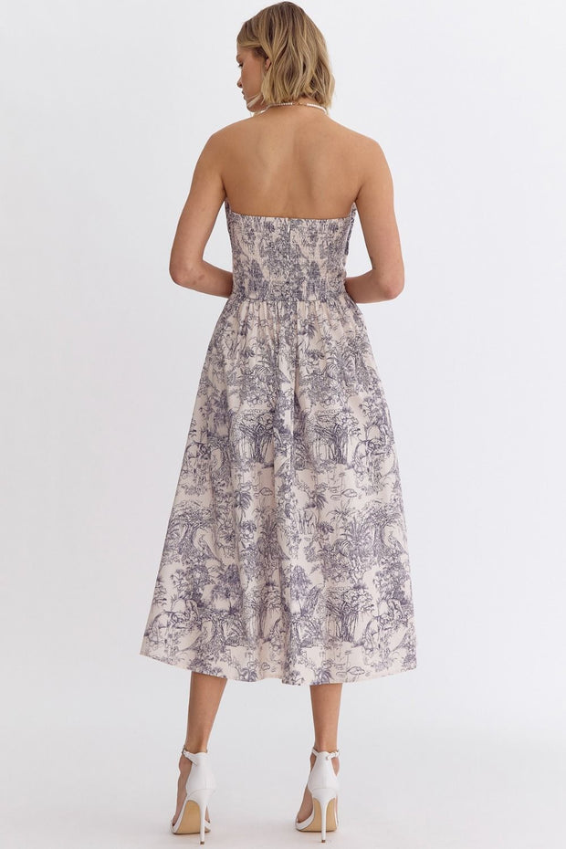 INTO THE WILD BLUE TOILE STRAPLESS DRESS