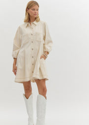 FEEL THE RUSH CREAM DENIM DRESS