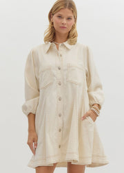 FEEL THE RUSH CREAM DENIM DRESS