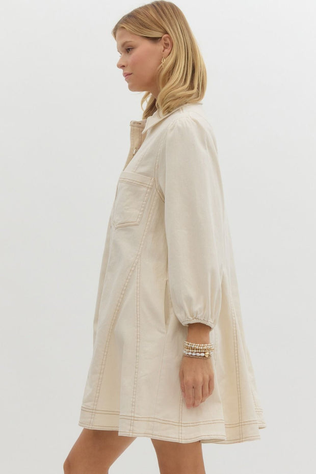 FEEL THE RUSH CREAM DENIM DRESS