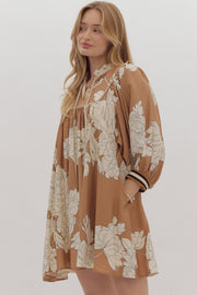 AUTUMN STROLLS CAMEL FLORAL DRESS