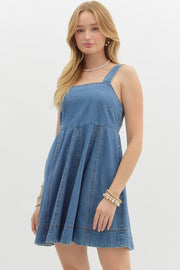 JUST WONDERING BABYDOLL DENIM DRESS