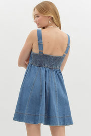 JUST WONDERING BABYDOLL DENIM DRESS