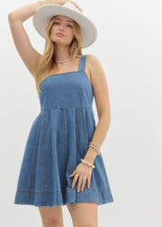 JUST WONDERING BABYDOLL DENIM DRESS