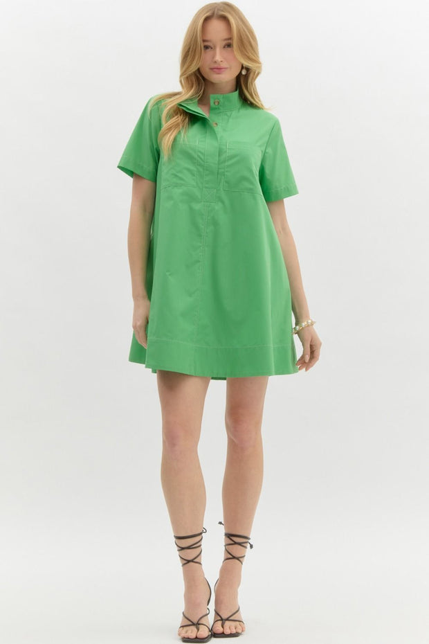 LUSH LIFE GREEN SWING MINI DRESS