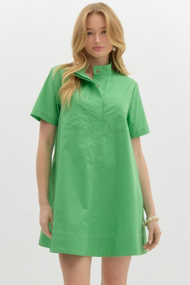 LUSH LIFE GREEN SWING MINI DRESS