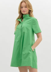 LUSH LIFE GREEN SWING MINI DRESS