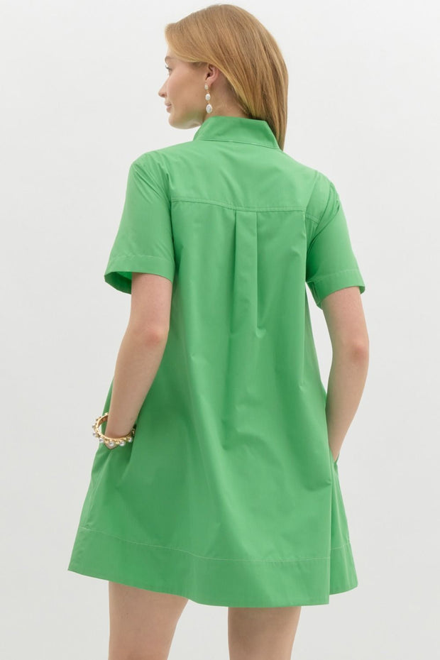 LUSH LIFE GREEN SWING MINI DRESS