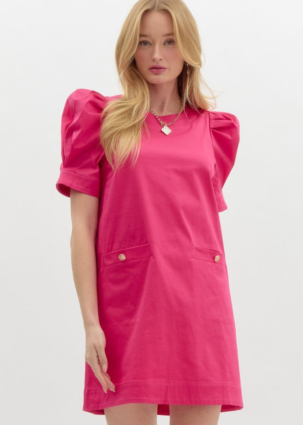 OWN THE ROOM HOT PINK SHIFT DRESS