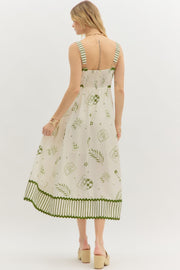 BEACHSIDE CAFE GREEN PRINT DRESS