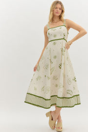 BEACHSIDE CAFE GREEN PRINT DRESS