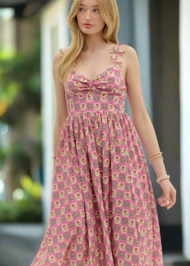 SECRET GARDEN PINK FLORAL MAXI DRESS