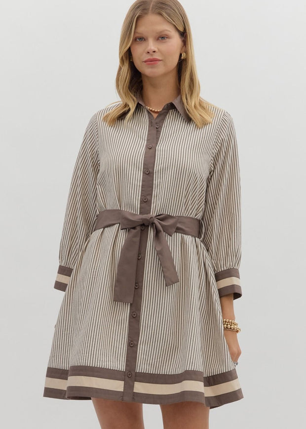 URBAN WONDERS MOCHA STRIPE DRESS