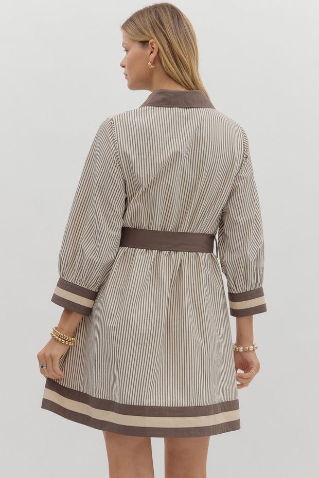URBAN WONDERS MOCHA STRIPE DRESS