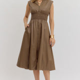 MAKE IT COUNT MOCHA FAUX LEATHER DRESS