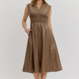 MAKE IT COUNT MOCHA FAUX LEATHER DRESS