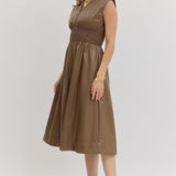 MAKE IT COUNT MOCHA FAUX LEATHER DRESS