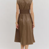 MAKE IT COUNT MOCHA FAUX LEATHER DRESS