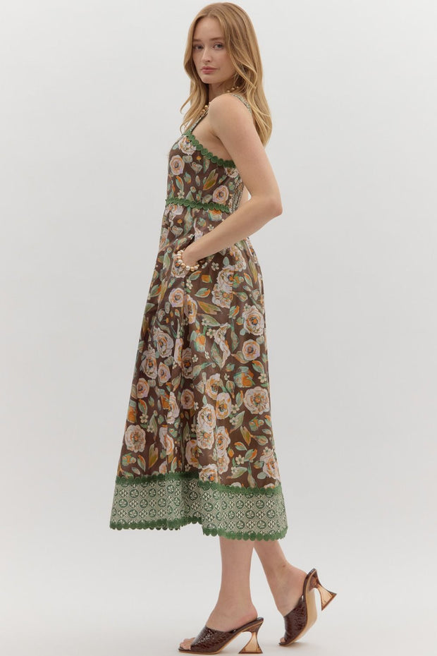 MOSCATO SIPPIN' FLORAL MIDI DRESS
