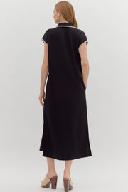 CASUAL CHARM BLACK MIDI DRESS