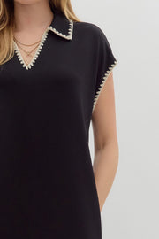 CASUAL CHARM BLACK MIDI DRESS