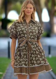 AUTUMN AURA FLORAL MINI DRESS