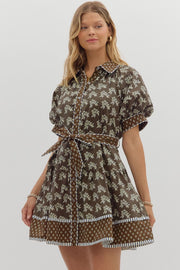 AUTUMN AURA FLORAL MINI DRESS