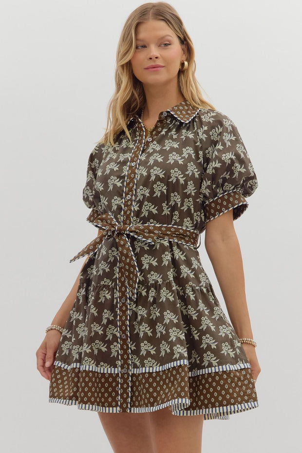 AUTUMN AURA FLORAL MINI DRESS