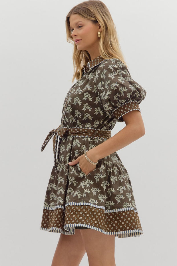 AUTUMN AURA FLORAL MINI DRESS
