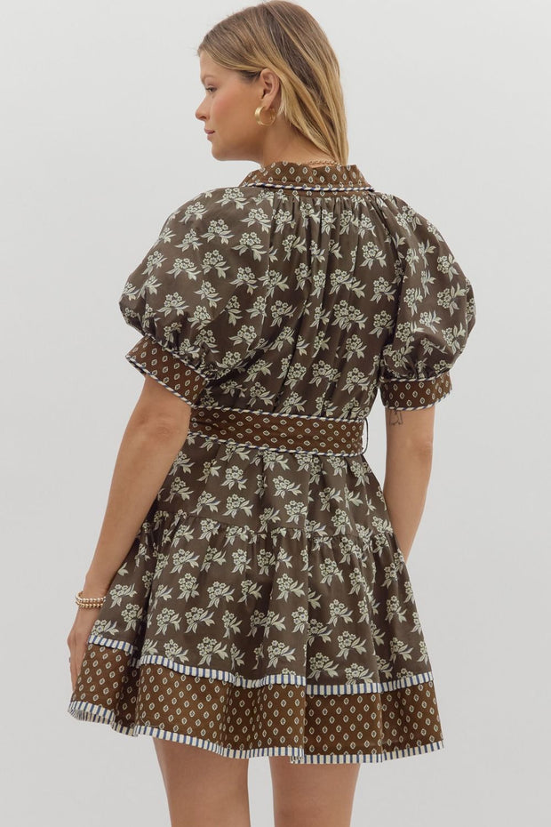 AUTUMN AURA FLORAL MINI DRESS