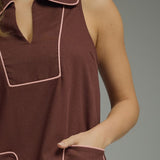 MIDNIGHT SUMMER KISSES CHOCOLATE MINI DRESS