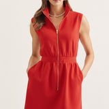 STREET STYLE SCALLOP HEM DRESS - RED OR KELLY GREEN