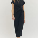 EASY DOES IT MIDI DRESS - BLUE OR BLACK