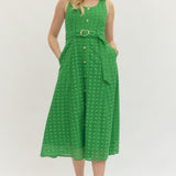 ONLINE EXCLUSIVE:  IN FULL COLOR GREEN MIDI DRESS