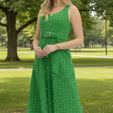 ONLINE EXCLUSIVE:  IN FULL COLOR GREEN MIDI DRESS